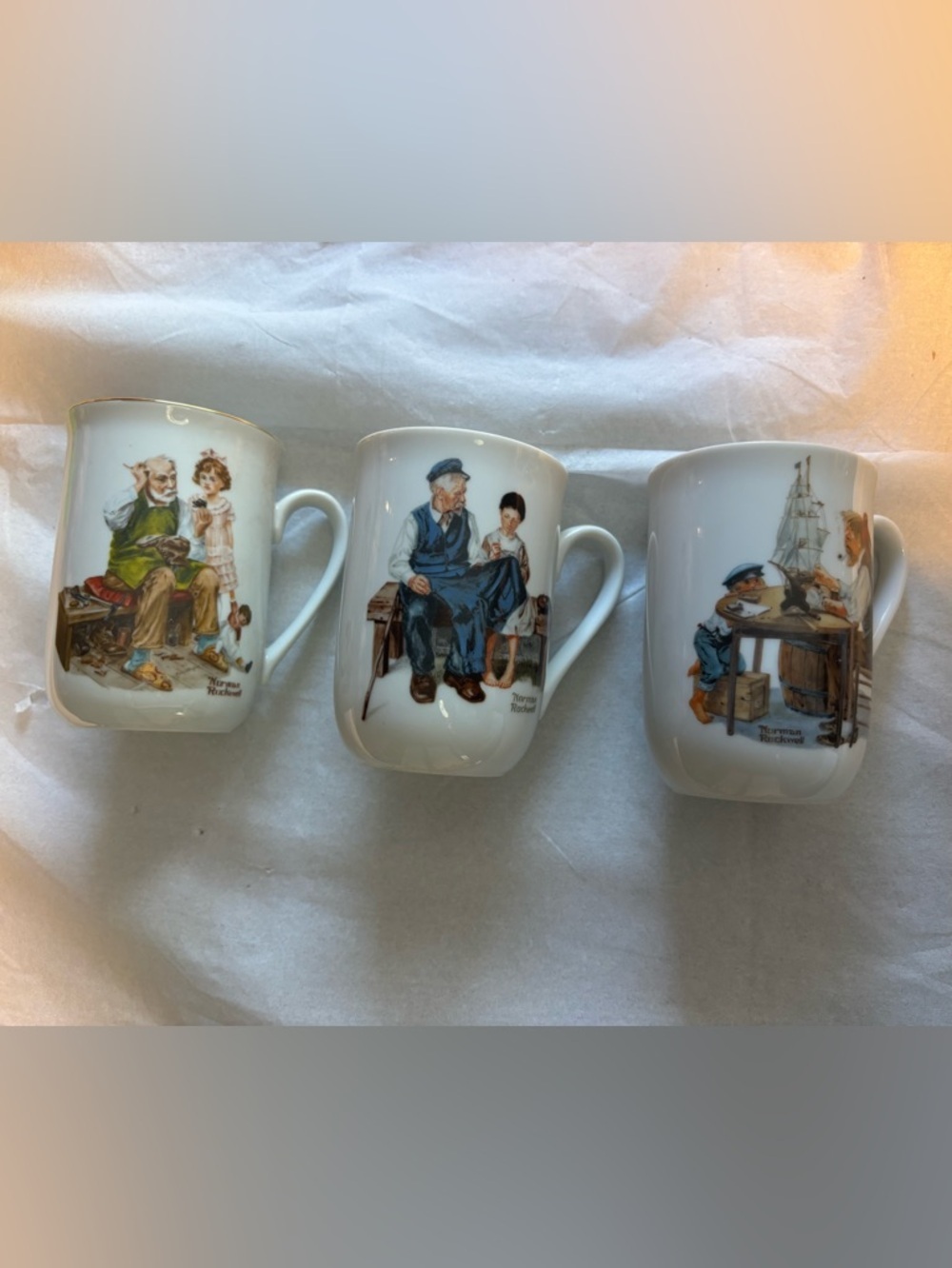 Vintage Norman Rockwell Mug Set of 3 1982